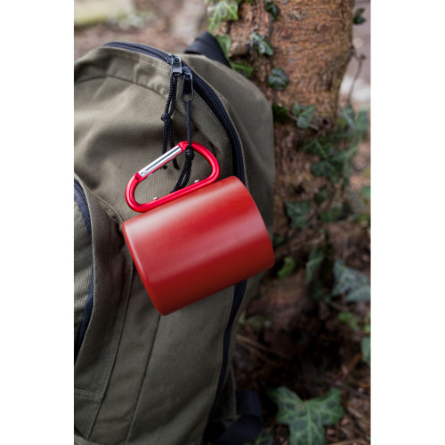 Kubek 280 ml ze stali nierdzewnej z recyklingu, z karabińczykiem | Pari Czerwony V1405-05 (3)