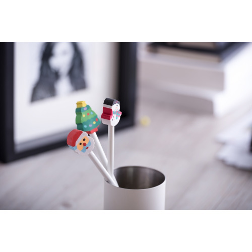 Ołówek z gumką, świąteczny wzór Czerwony V1908-05 (1)