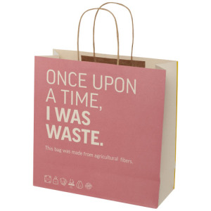 Torba papierowa z odpadów rolniczych ze skręcanymi uchwytami – 31 x 12 x 31 cm