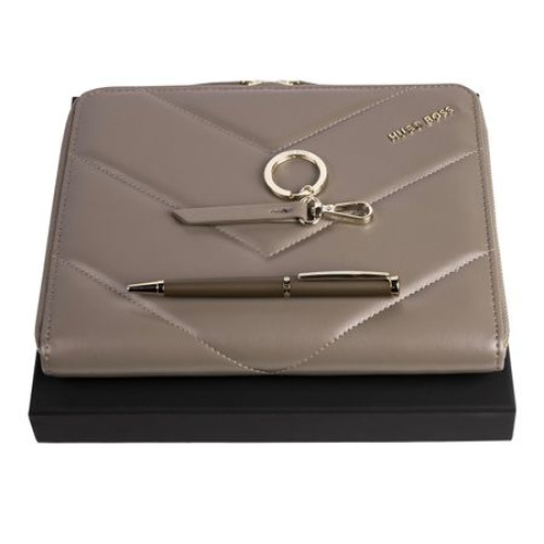 Zestaw upominkowy HUGO BOSS długopis, teczka A5 i brelok - HAK311H + HSC3114H + HTM311H Szary HPBKM311H 