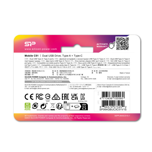 Pendrive Mobile C51, 256GB 3.2 Silicon Power Czarny EG834203 64GB (4)