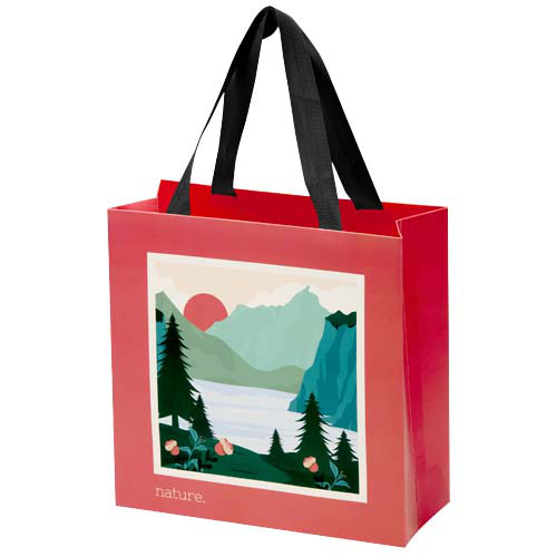 Torba papierowa Smartfold 210 g/m² z uchwytami ze wstążki i matowym laminowaniem – 24 x 10 x 24 cm Czarny 1ZM01690 
