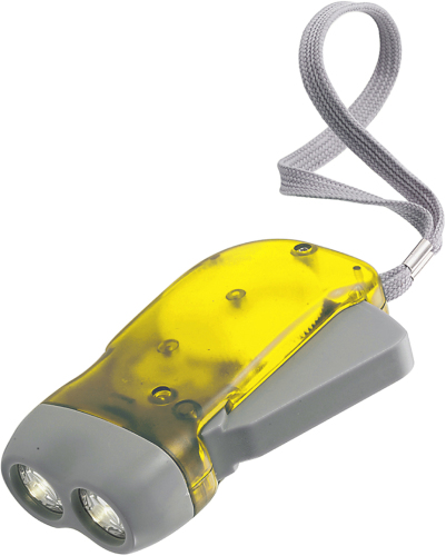 Latarka 2 LED na dynamo, pasek na rękę żółty V5504-08 (2)