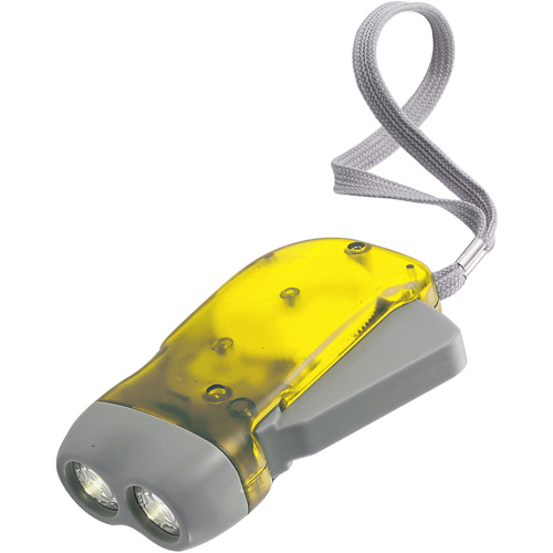Latarka 2 LED na dynamo, pasek na rękę żółty V5504-08 (2)