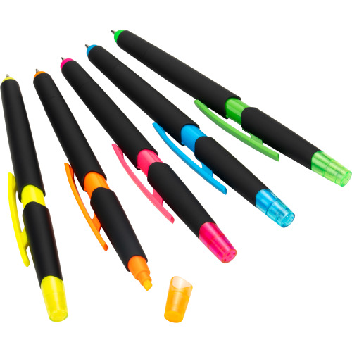 Długopis plastikowy z zakreślaczem touch pen EMMETT Jasnozielony 1096529 (17)