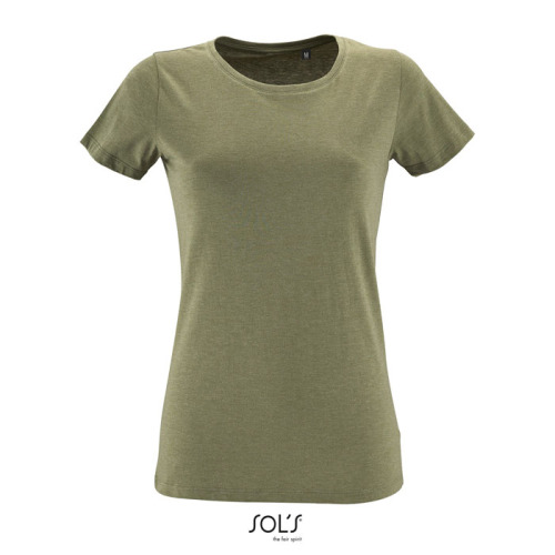 REGENT F Damski T-Shirt Melanż khaki S02758-HK-L 