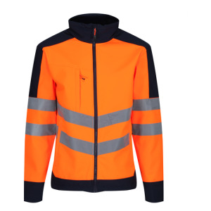 Kurtka Softshell Wodoodporna Oddychająca Hi-Vis - Orange & Navy