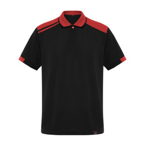 Koszulka Polo Męska Pika Oddychająca - Black 02 & Red 60