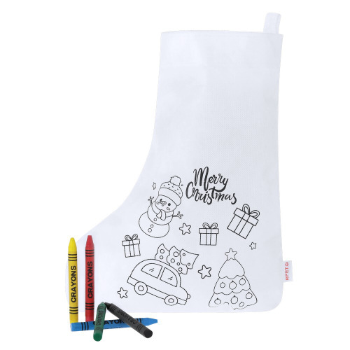 Skarpeta świąteczna do kolorowania, świąteczny wzór, kredki Biały VA236-02 (5)