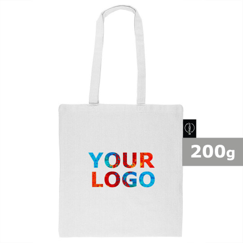 Torba z bawełny z recyklingu i poliestru z recyklingu na zakupy B'RIGHT | Porter Biały V8822-02 