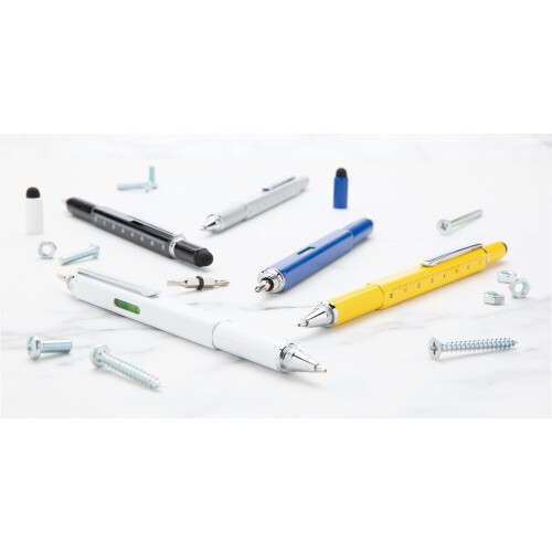 Długopis wielofunkcyjny, poziomica, śrubokręt, touch pen żółty V1996-08 (11)