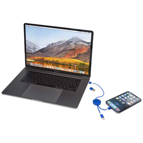 Alasia kabel do synchronizacji danych i szybkiego ładowania 5 w 1 27 W o długości 30 cm z tworzyw sztucznych i aluminium pochodzących z recyklingu Błękit królewski 12442453 (7)