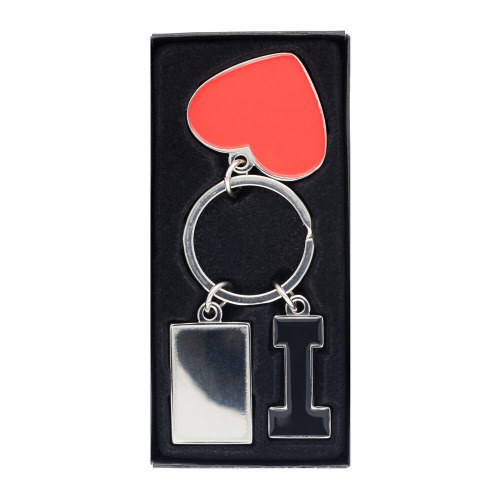 Brelok do kluczy "I love ..." z metalową plakietką | Lydus Srebrny VA093-32 (1)