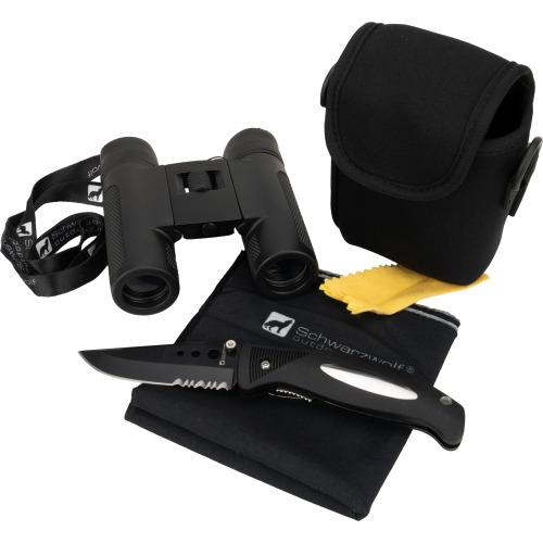 Zestaw lornetka, bandana, nóż CROSSET Schwarzwolf Czarny F4800300SA303 