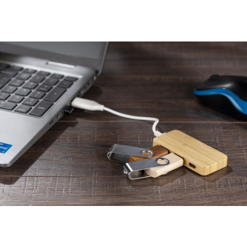 Rozdzielacz bambusowy HUB USB z wymienną wtyczką - RIVO Naturalny 09170-17 (4)