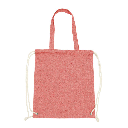 Worek ze sznurkiem i torba na zakupy z bawełny z recyklingu, 2 w 1 | Jamarion Czerwony V2149-05 (5)