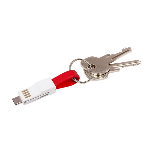 Brelok do kluczy, kabel do ładowania czerwony V9489-05 (1)