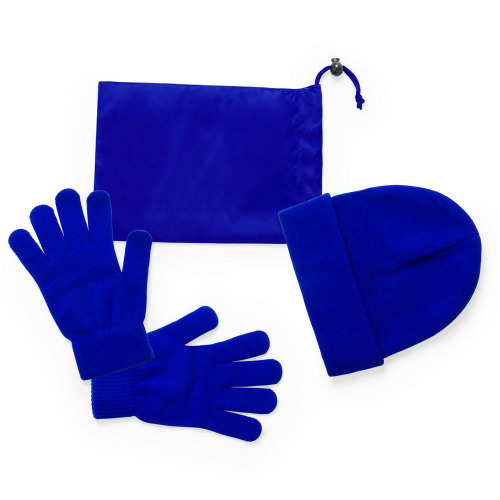 Zestaw zimowy, czapka i rękawiczki niebieski V7156-11 