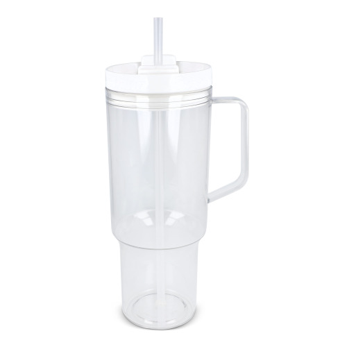 Kubek Miami z uchwytem, przezroczysty, 1,2 l, R-PET Transparentny / biały LT98695-N0401 
