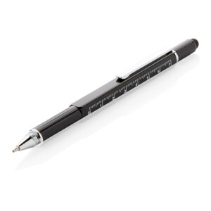 Długopis wielofunkcyjny, poziomica, śrubokręt, touch pen czarny