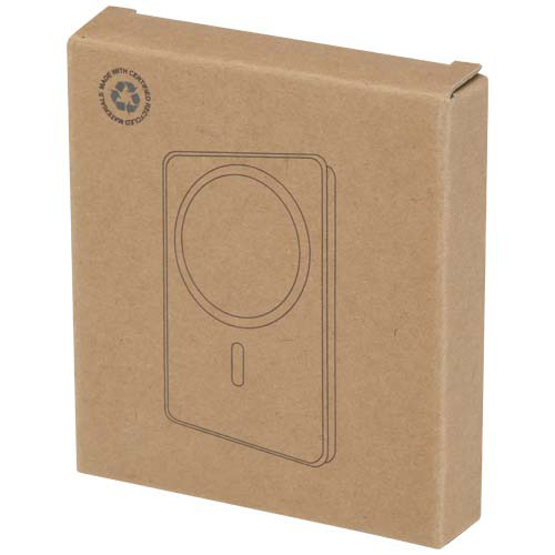 Acrab magnetyczny bezprzewodowy powerbank o pojemności 5000 mAh i mocy 15 W z technologią PD 20 W — wykonany z tworzyw sztycznych pochodzących z recyklingu. Biały 12444101 (2)