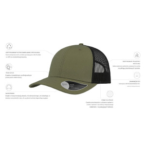 Czapka Trucker Bawełniana Recykling Siatka - Olive & Black
