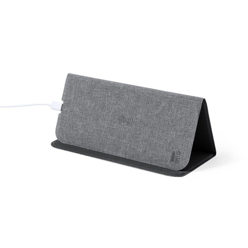 Podkładka pod mysz RPET, ładowarka bezprzewodowa 10W Grafitowy V8322-15 (3)