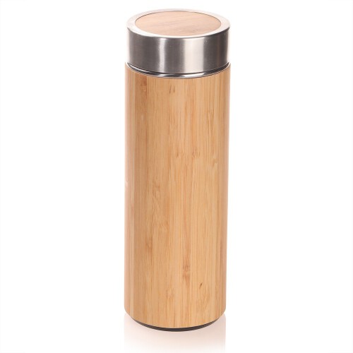 Bambusowy termos 400 ml, posiada sitko zatrzymujące fusy drewno V0844-17 (1)