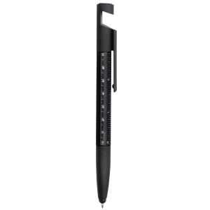 Długopis wielofunkcyjny, czyścik do ekranu, linijka, stojak na telefon, touch pen, śrubokręty czarny