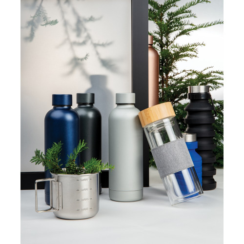 Składana butelka sportowa 550 ml z karabińczykiem Czarny P432.621 (12)