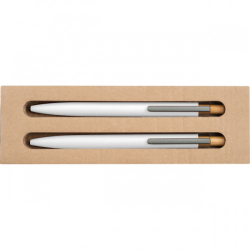 Zestaw piśmienny długopis półżelowy i ołówek automatyczny z aluminium z recyklingu SIEGFRIED Biały 1442606 (6)