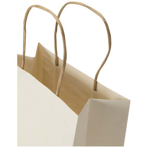 Torba z papieru z makulatury o gramaturze 150 g/m² ze skręcanymi uchwytami – 18 x 9 x 23 cm Złamana biel 1ZM02202 (3)