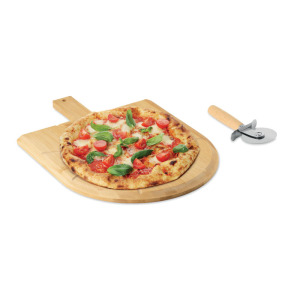 Bambusowa deska i nóż do pizzy