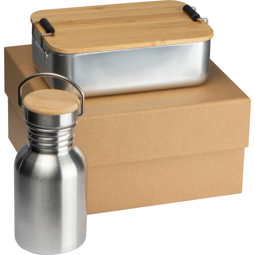 Zestaw lunch box i butelka 300 ml QUEBEC Wielokolorowy 3571mc 