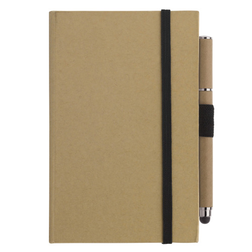 Tekturowy notatnik A6 + pióro Brązowy LT90839-N0051 (1)