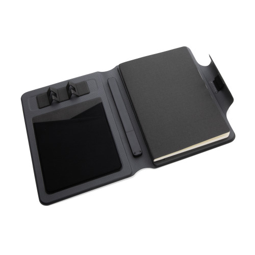 Teczka konferencyjna, notatnik A5, ładowarka bezprzewodowa, power bank 8000 mAh Czarny P774.312 (11)