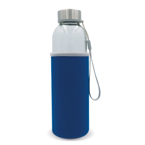 Szklana butelka na wodę z rękawem 500ML Transparentny / jasnoniebieski