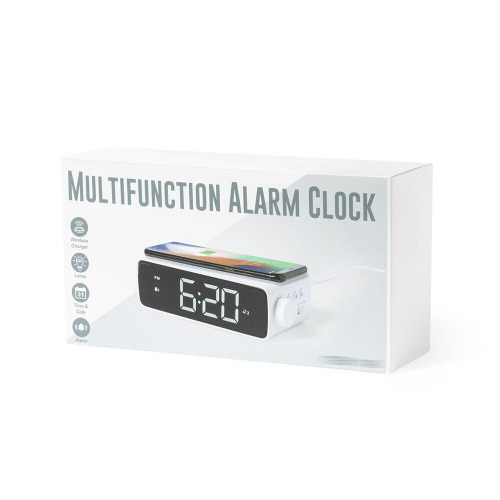 Ładowarka bezprzewodowa 10W, wielofunkcyjny zegar Biały V8315-02 