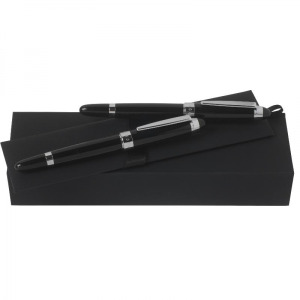 Zestaw upominkowy HUGO BOSS pióro kulkowe i pióro wieczne - HSN5012 + HSN5015 Czarny