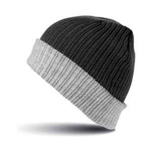 Czapka Dwuwarstwowa Gruba Dzianina Wiatroszczelna - Navy & Grey
