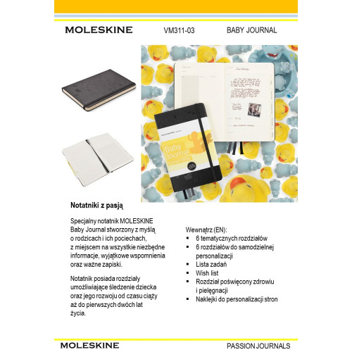 Baby Journal - specjlany notatnik Moleskine Passion Journal Czarny VM311-03 (4)