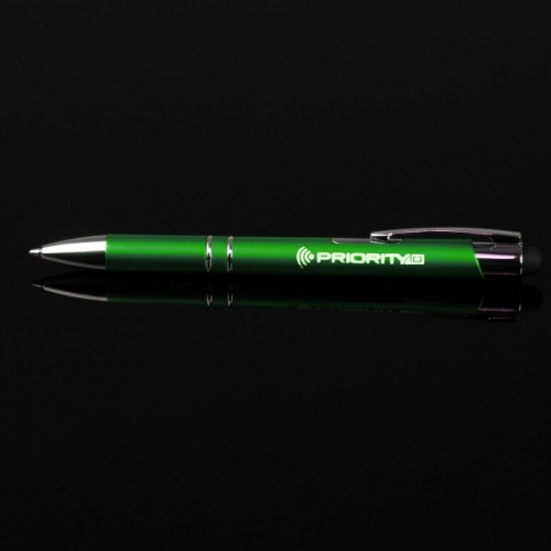 Długopis plastikowy touch pen z podświetlanym logo WORLD zielony 089209 (7)