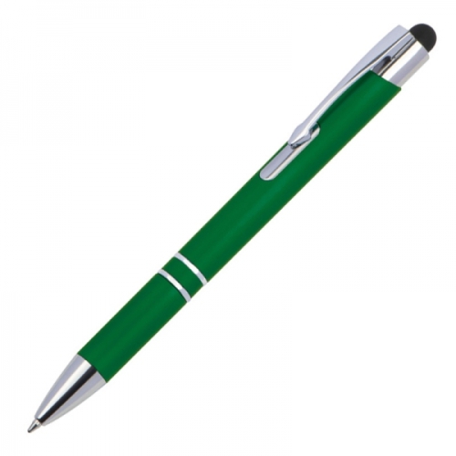 Długopis plastikowy touch pen z podświetlanym logo WORLD zielony 089209 (2)