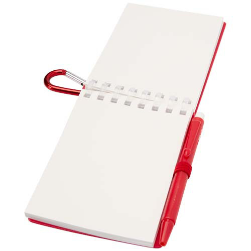 Lig Mini outdoorowy zestaw z notatnikiem w miękkiej okładce z tworzyw sztucznych pochodzących z recyklingu i długopisem (niebieski tusz) Czerwony 10705121 (4)