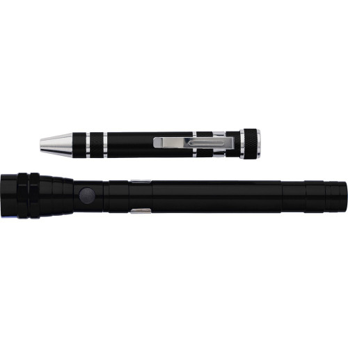 Zestaw narzędzi, śrubokręt, 8 końcówek, teleskopowa latarka 3 LED Czarny V8763-03 (2)