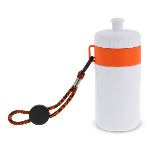 Bidon Sportowy Z Obwódka I Kolorowym Sznurkiem 500ml Biały / pomarańczowy LT98785-N0126 (2)