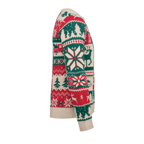 Świąteczny sweter z dzianiny S-M Bezowy CX1601-13 (1)