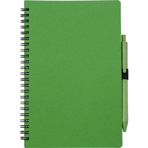 Notatnik ok. A5 ze słomy pszenicznej z długopisem zielony V0238-06 