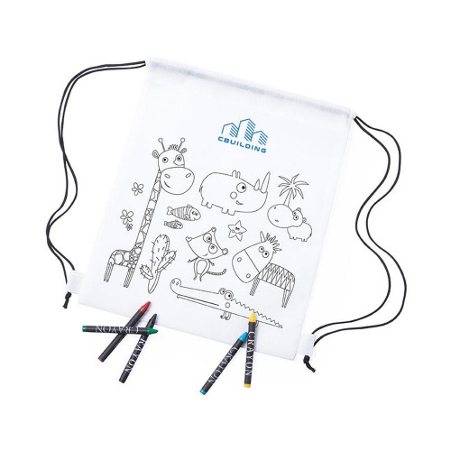 Worek ze sznurkiem do kolorowania, kredki | Rosemary Biały V7871-02 (6)