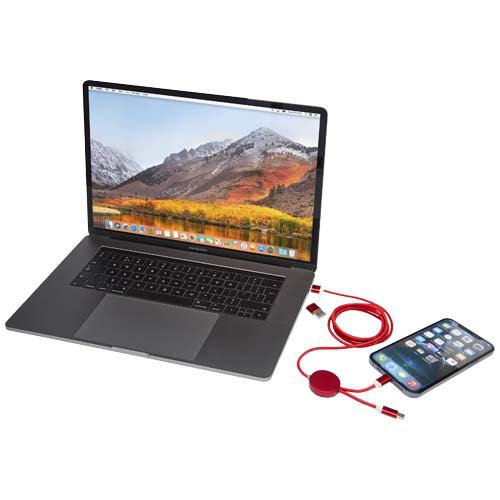 Alasia kabel do synchronizacji danych i szybkiego ładowania 5 w 1 27 W o długości 150 cm z tworzyw sztucznych i aluminium pochodzących z recyklingu Czerwony 12442521 (7)